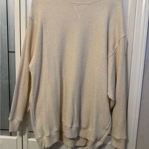 Aerie Cream Waffle Knit Sweatshirt